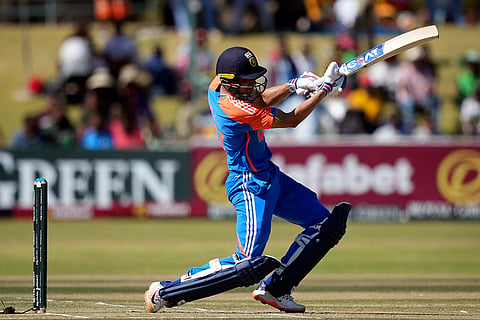 Shubman Gill plays a shot against Zimbabwe
